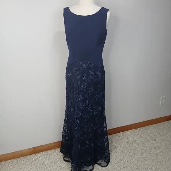 Alex Evenings Sleeveless Gown 12 Embroidered Lace Skirt 81171030 Mother Wedding - Picture 3 of 13
